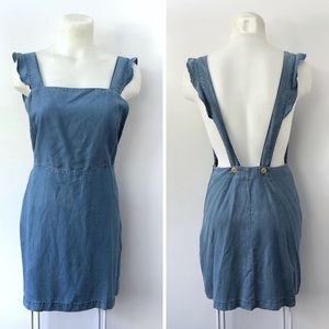 Zara Woman Mini Dress Denim Tunic XS Open Back